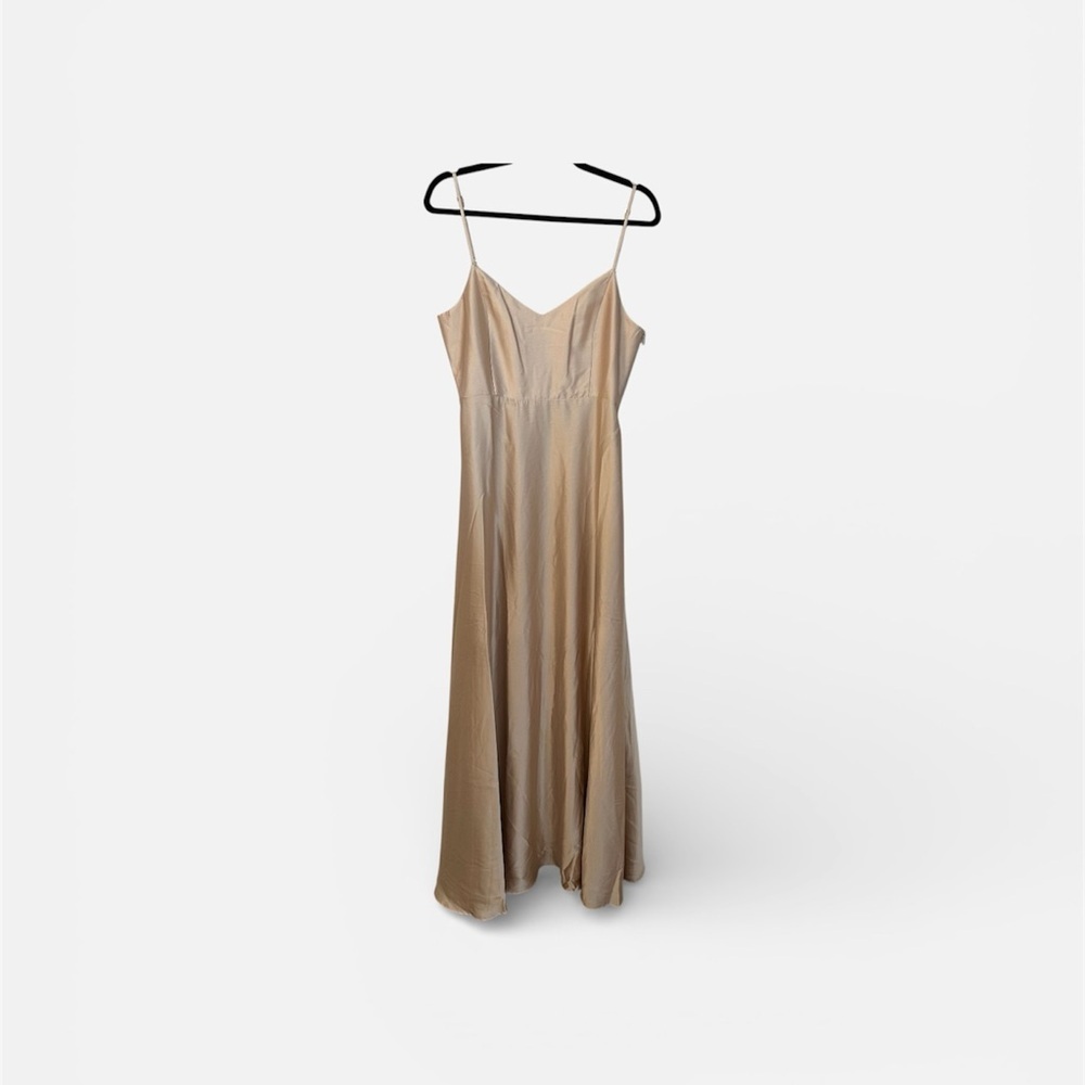 Show Me Your MuMu Women’s Faith Maxi Dress in Champagne Luxe Satin Size L NWOT
